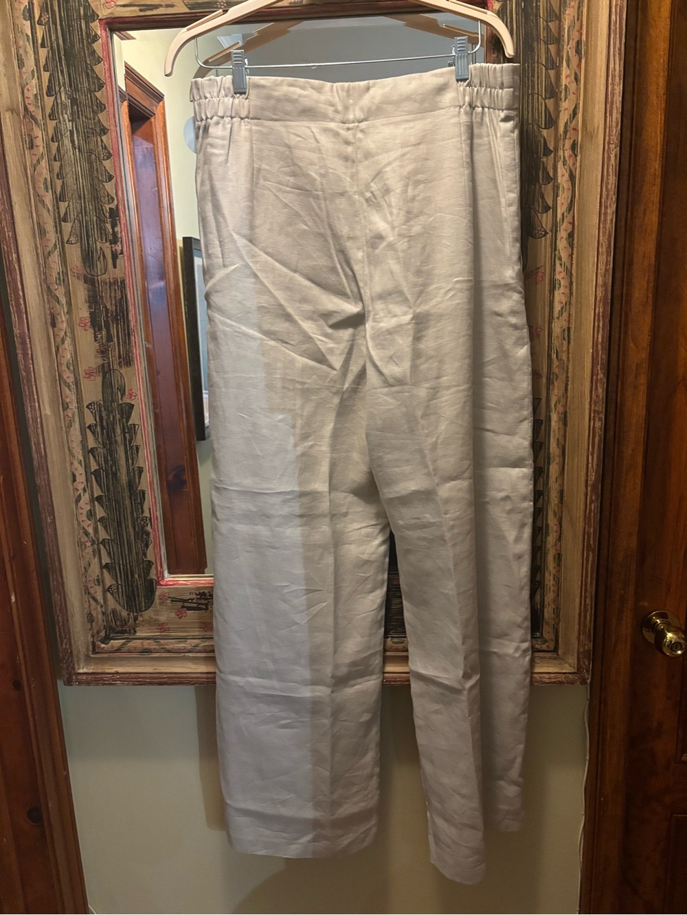 Lafayette 148 New York Wide-Leg Linen Pants in Light Beige